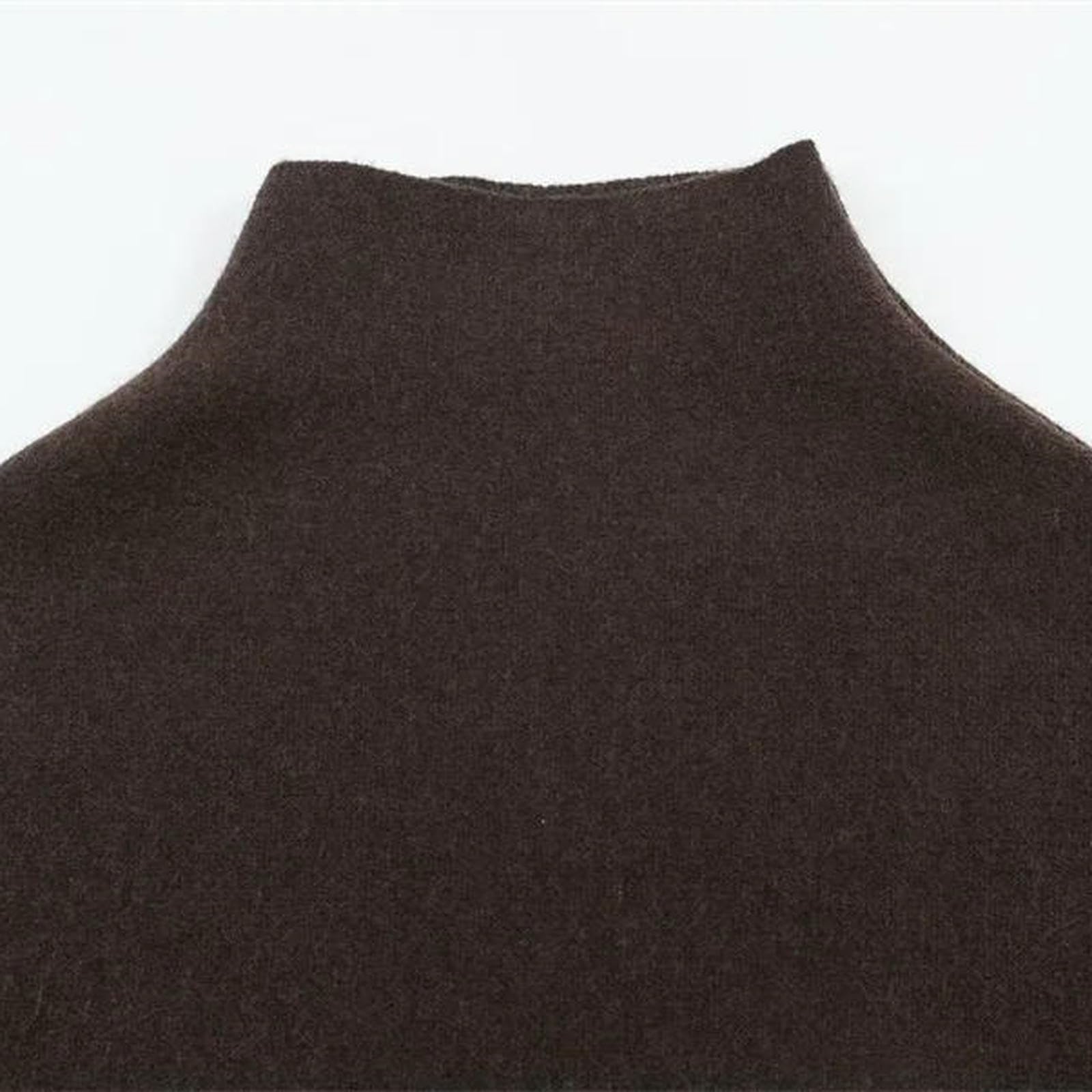 CHENSHI Maglione Donna Top da Invernale Nuovo Stile Marrone Scuro Pullover Lavorato A Maglia con Bordi Lunghi Mantella Temperamento Elegante E alla Moda-Marrone Scuro-l