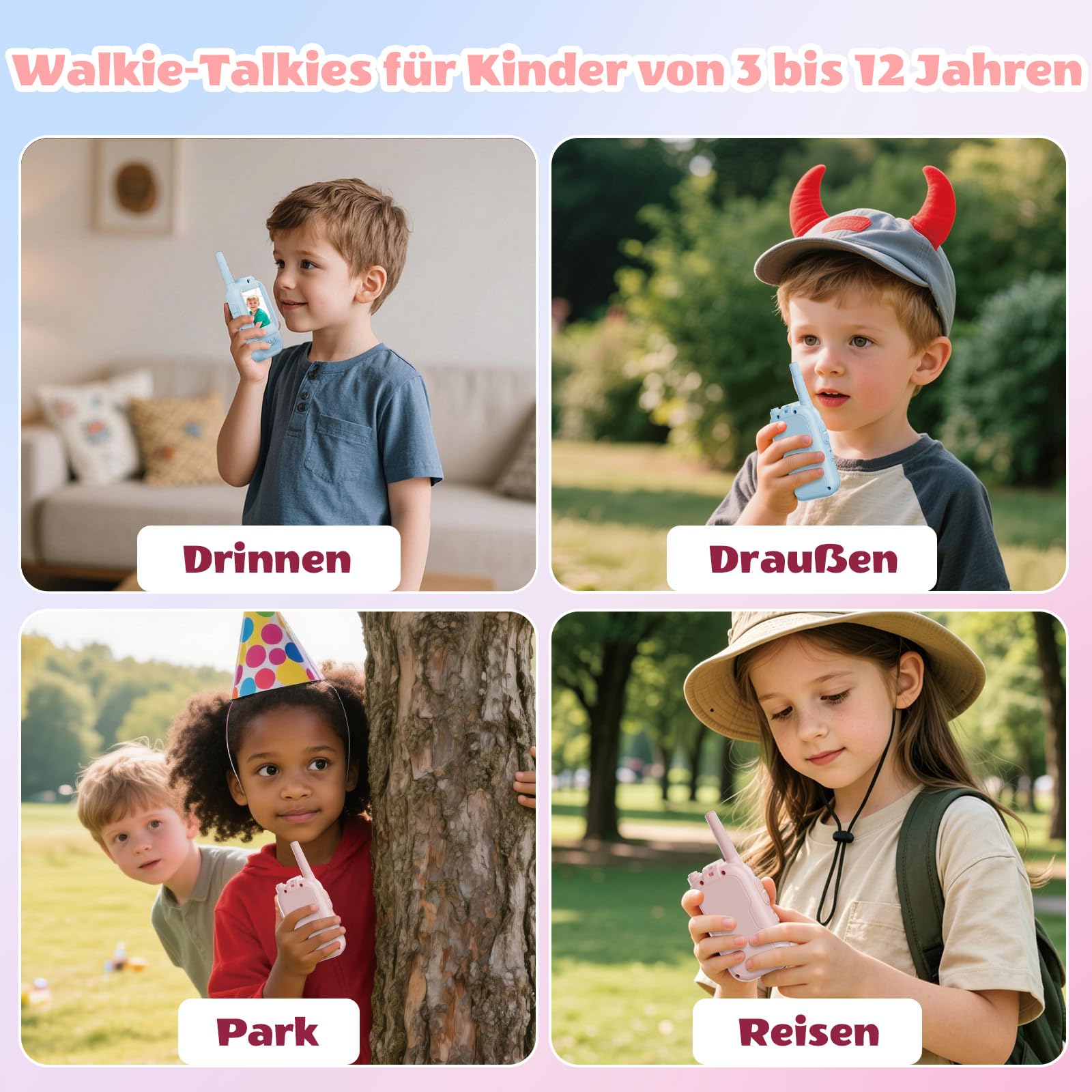 Walkie Talkie Kinder mit Video-Kamera, Mädchen Geschenke 6 7 8 Jahre, Spielzeug für Draußen, Outdoor Spielzeug für Jungen Mädchen ab 4-10 Jahre, Geschenk zu Geburtstag&Weihnachten 2 Stück