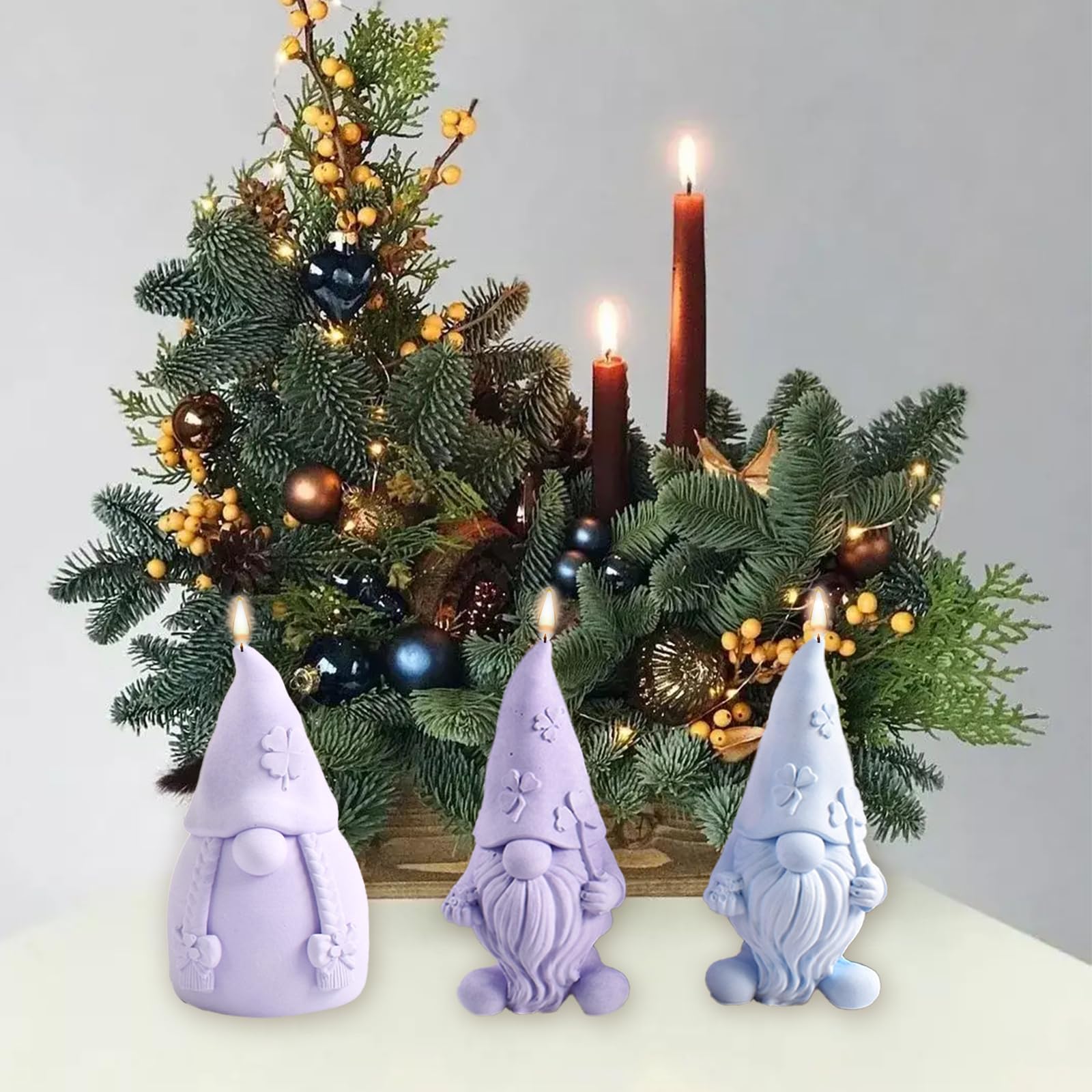 2 Stampi Gnomi Natale In Silicone - Per Candele E Dolci 3D