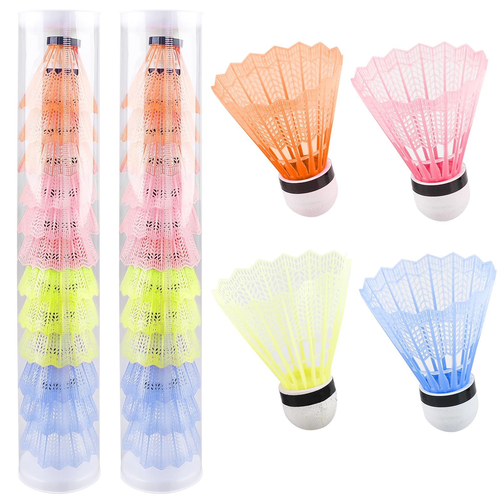 24 pezzi volani da badminton, volani in plastica, palline da badminton multicolore, stabilità e durata, volano colorato per interni ed esterni, sport, allenamento, intrattenimento