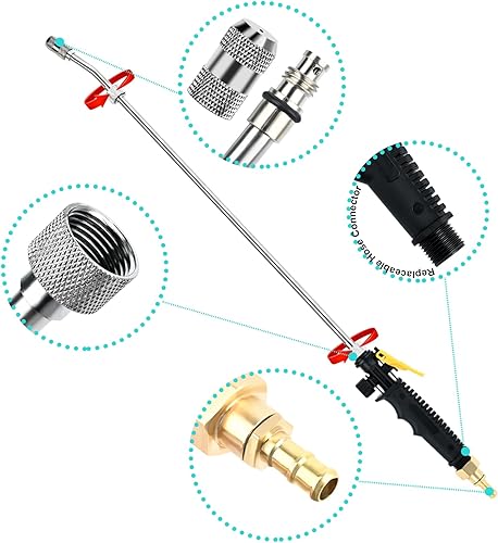 Miniatura 3 de Varita rociadora de 28 pulgadas para rociador universal de 38 pulgadas, boquilla de manguera de jardín con 2 válvulas de cierre y 2 abrazaderas de