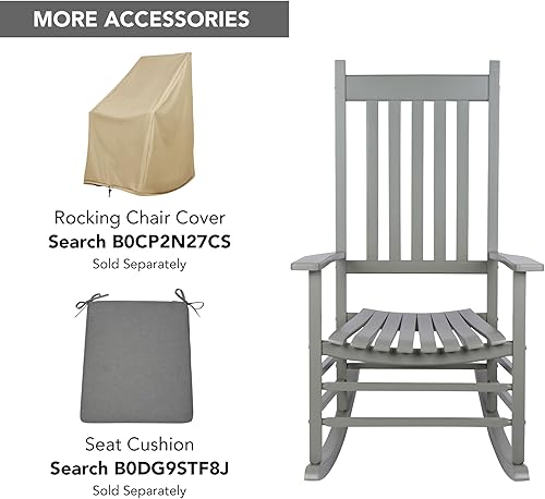 Vista 37 de Shine Company Inc. Silla mecedora para porche estilo Vermont, 4332WT, color blanco