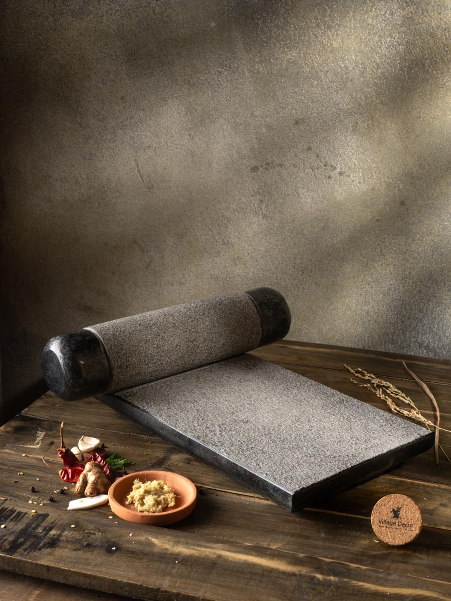 Village Decor Handmade Traditional Ammikal,Okhli Masher, Khalbatta, Kharal|L*B:15 * 10