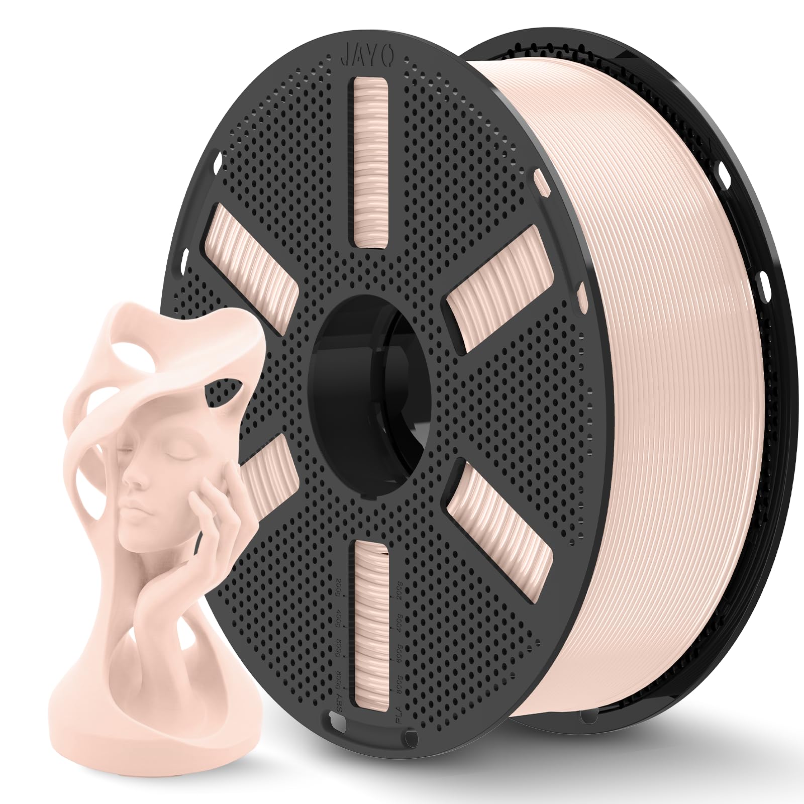 JAYO PLA Plus 3D Printer Filament 1.75mm, 1.1KG Reusable Spool, Skin Color