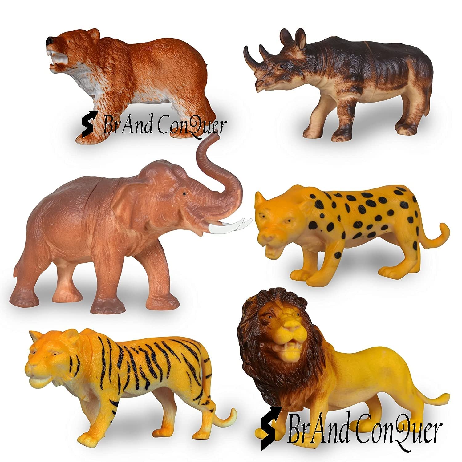 Brand Conquer Full Action Toy Figures | Jungle, Cartoon, Wild Animal Toys | Figure Playing Set for Kids (Set of 6) (B09KHDXRW8) Amazon Price History, Amazon Price Tracker