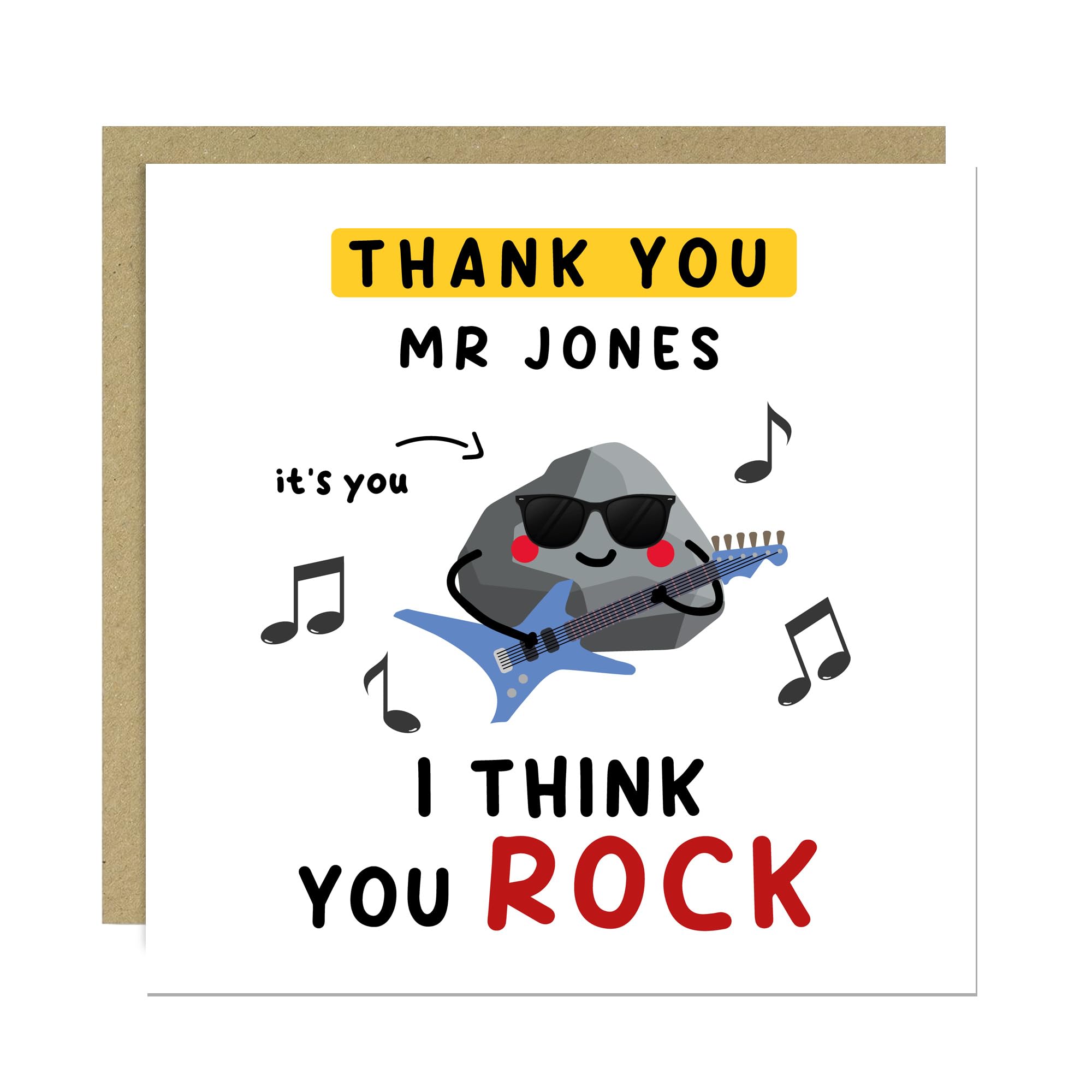 RED OCEAN Personalised Teacher Card With Kraft Envelope YOU ROCK Card For Him Her Funny Thank You For Men Women Leaving