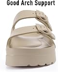 Goosecret Women's Comfortable Arch Support Walking Platform Sandals | Lightweight Chunky Slip-On Foam Slides with Adjustable Buckle,Sandals for Beach and Daily Wear