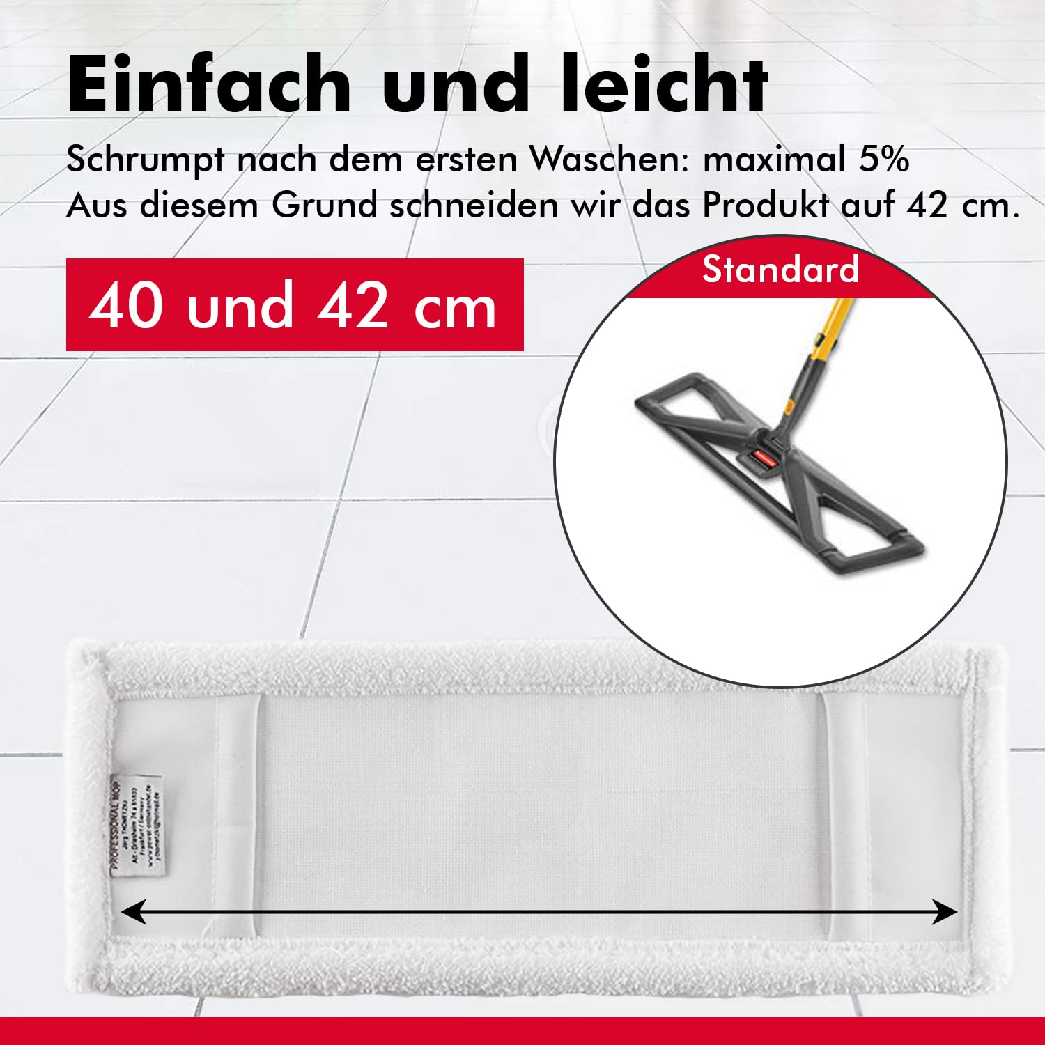 Mikrofaser Wischmop 40 cm White Ersatz für Mop Klapphalter Wischmoppbezug , für Versiegelung Reinigung von Bodenbeläge wie Laminat Dielen, Fliesen Feudel, Bodenwischer Ersatzbezug (10)