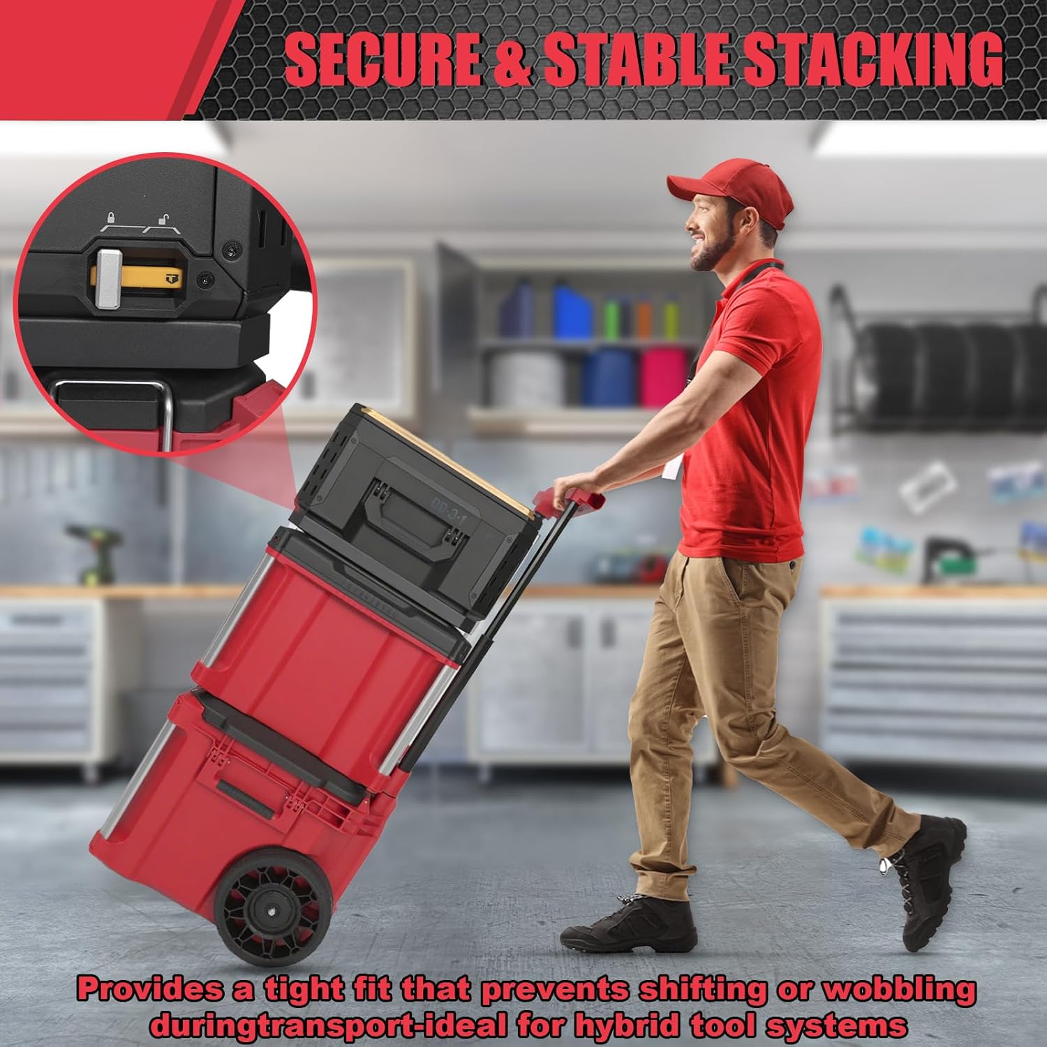 Packout Mounting Base Compatible with ToughBuilt StackTech Toolbox – Slides into fit for Milwaukee Packout Drawer & Rolling Toolbox Surface for Secure Stacking