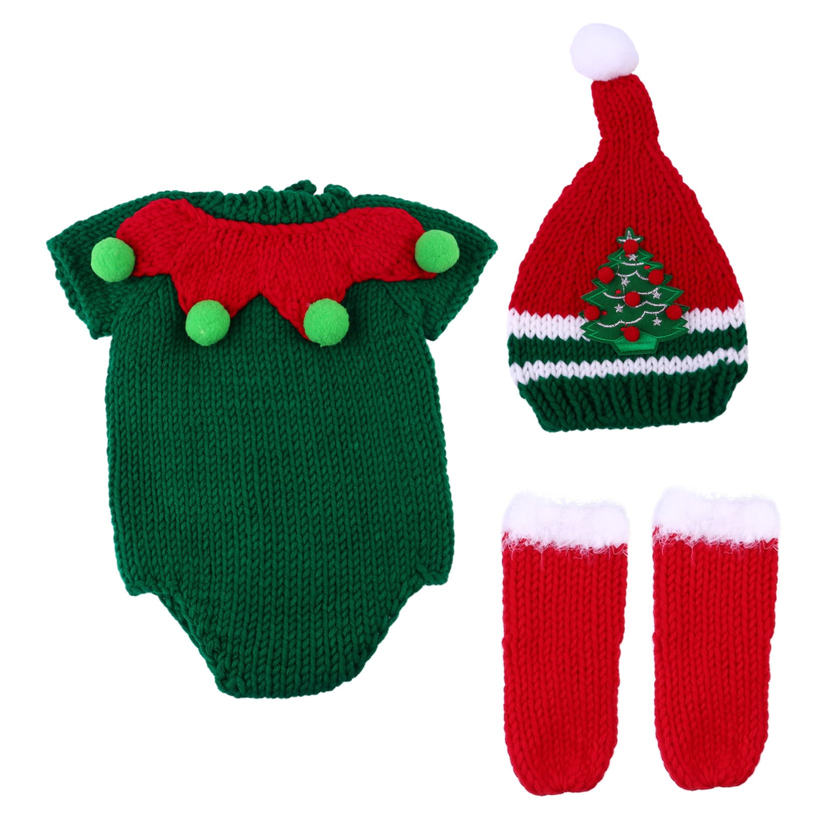 Accesorios para Fotos Navideñas Conjunto de Disfraz Infantil Ropa de Punto para Recién Nacidos Disfraz Navideño para Celebraciones de Fin de Año