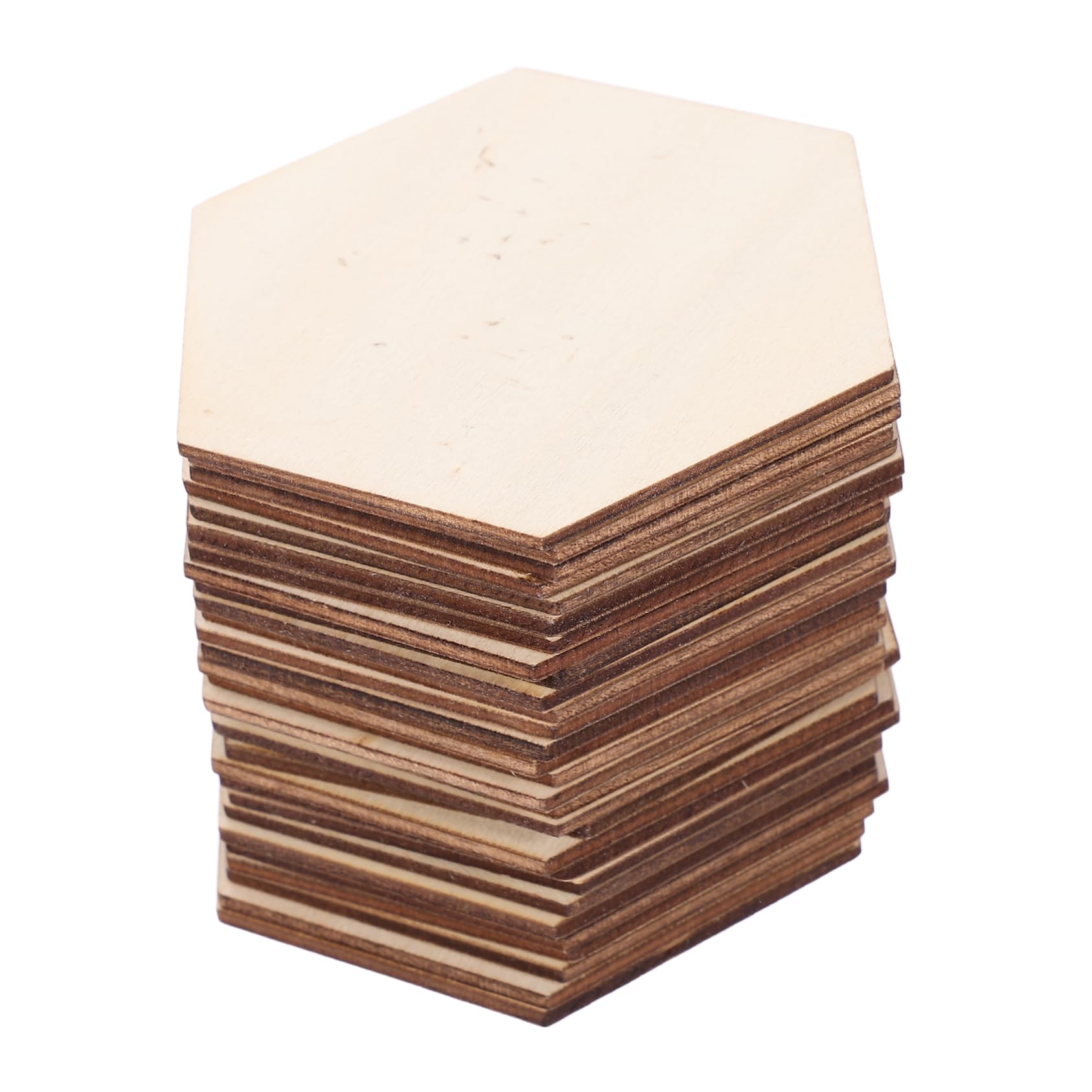 100 Pezzi Fette di Legno Esagonali Naturali Non Finiti per Progetti Fai da Te Decorazioni Artistiche Beige per Hobby Creativi