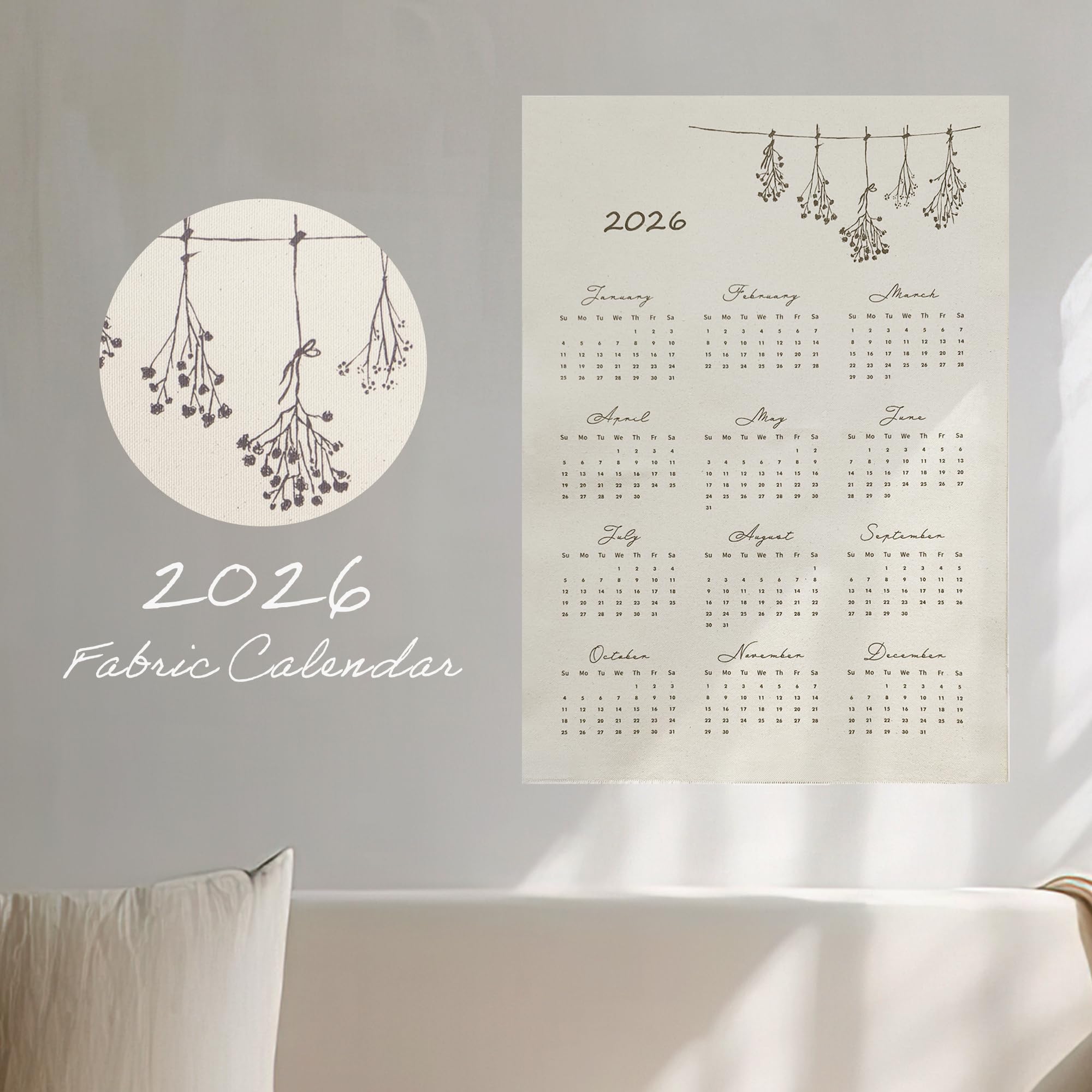 Amazon | カレンダー ファブリックカレンダー タペストリー 2026