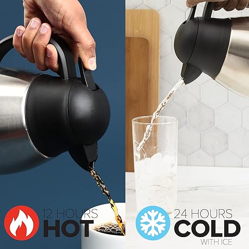 Miniatura 2 de Farberware Jarra de acero inoxidable, dispensador de bebidas frías/calientes de doble pared (24 horas frías, 12 horas calientes), sin BPA, capacidad