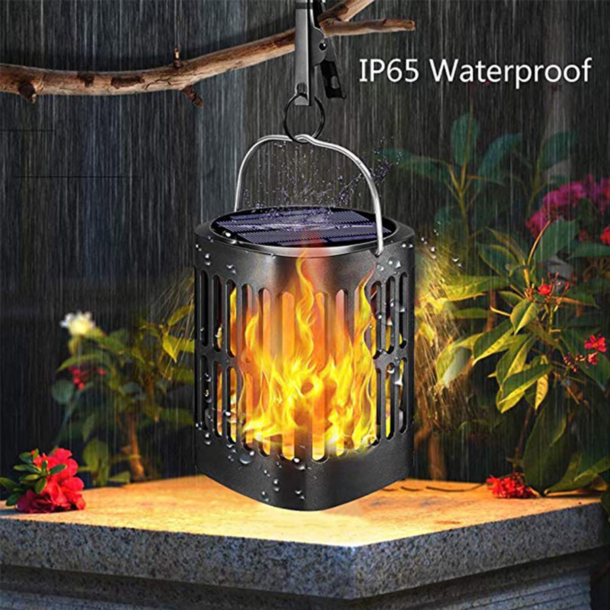 Solarleuchten Für Außen, Solar Flammenlicht Mit Realistischen Flammen, Solar Gartenleuchten 96 Led Solarlampe IP65 Wasserdicht Garten Fackeln, Automatische EIN/Aus, Für Außen, Hinterhöfe, Rasen