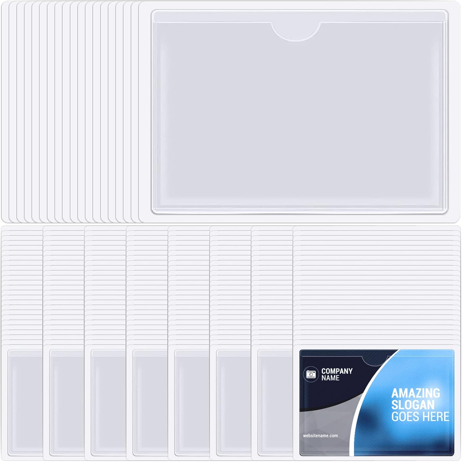 240 Pcs Self Adhesive Index Card Pockets with Top Open Clear Plastic Card Holder