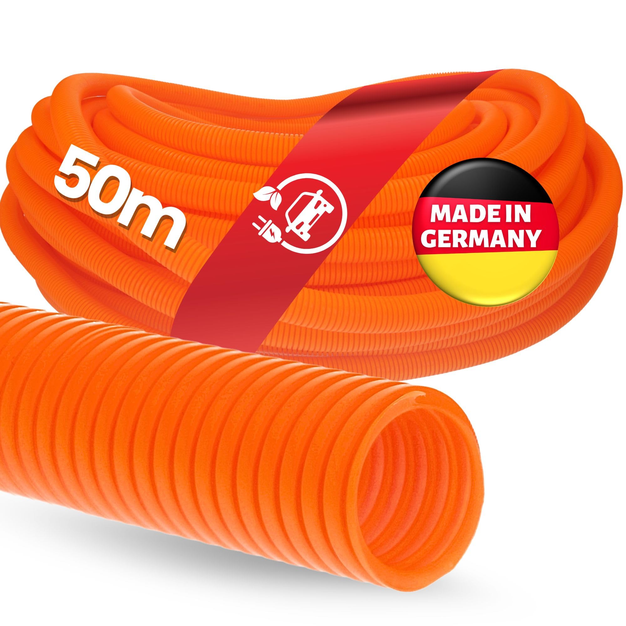 Kalitec 50m Tubo Corrugato PPmod NW 22 Arancione - Protezione Cavi Vuoto | Guaina flessibile in polipropilene per impianti elettrici, resistente alle sollecitazioni meccaniche e polvere