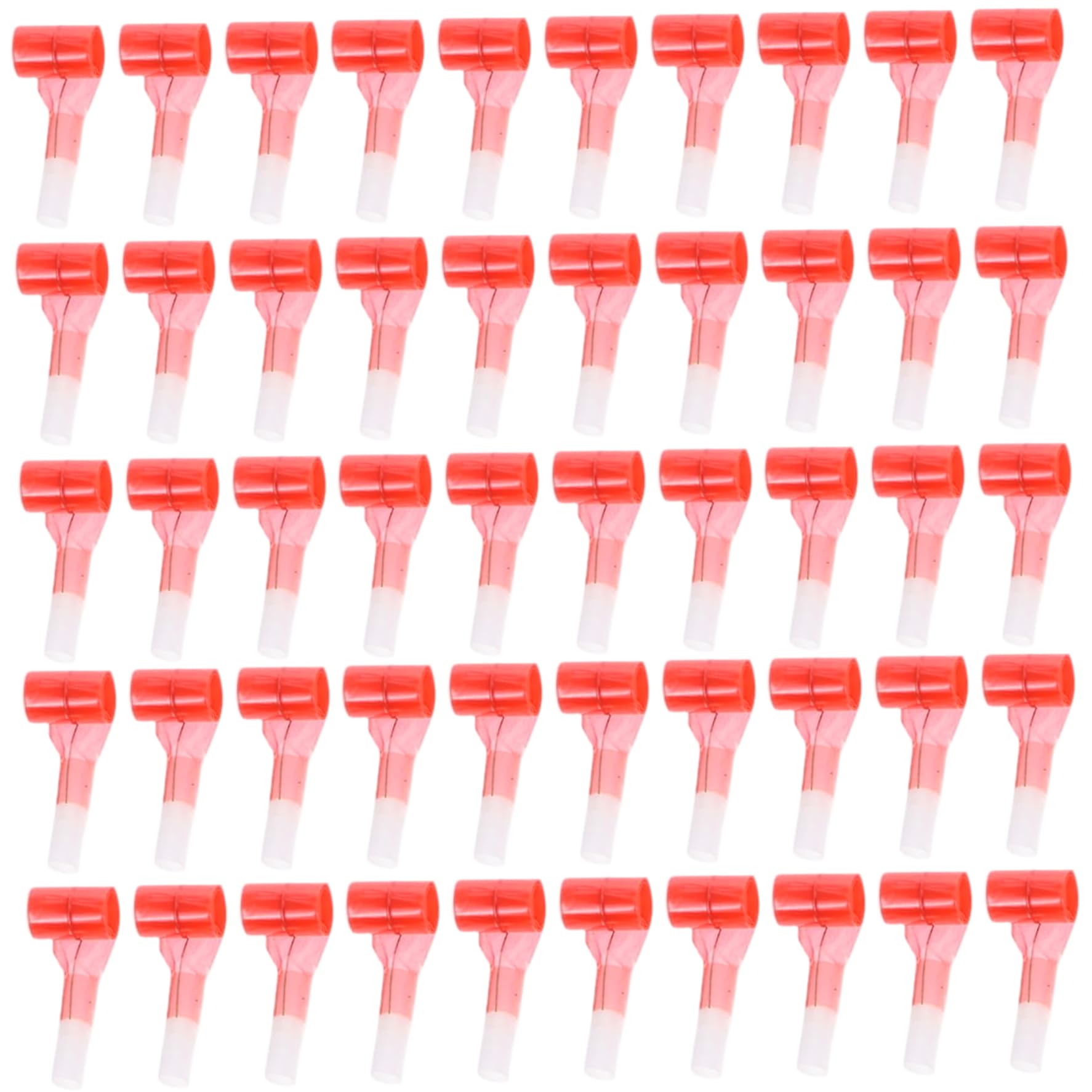 MOUNTTU 50Pcs Party Blowers, 1.26x0.24 Inch Fun Red Plastic Birthday Blowers Novelty Noise Makers for Kids Party Sport Games