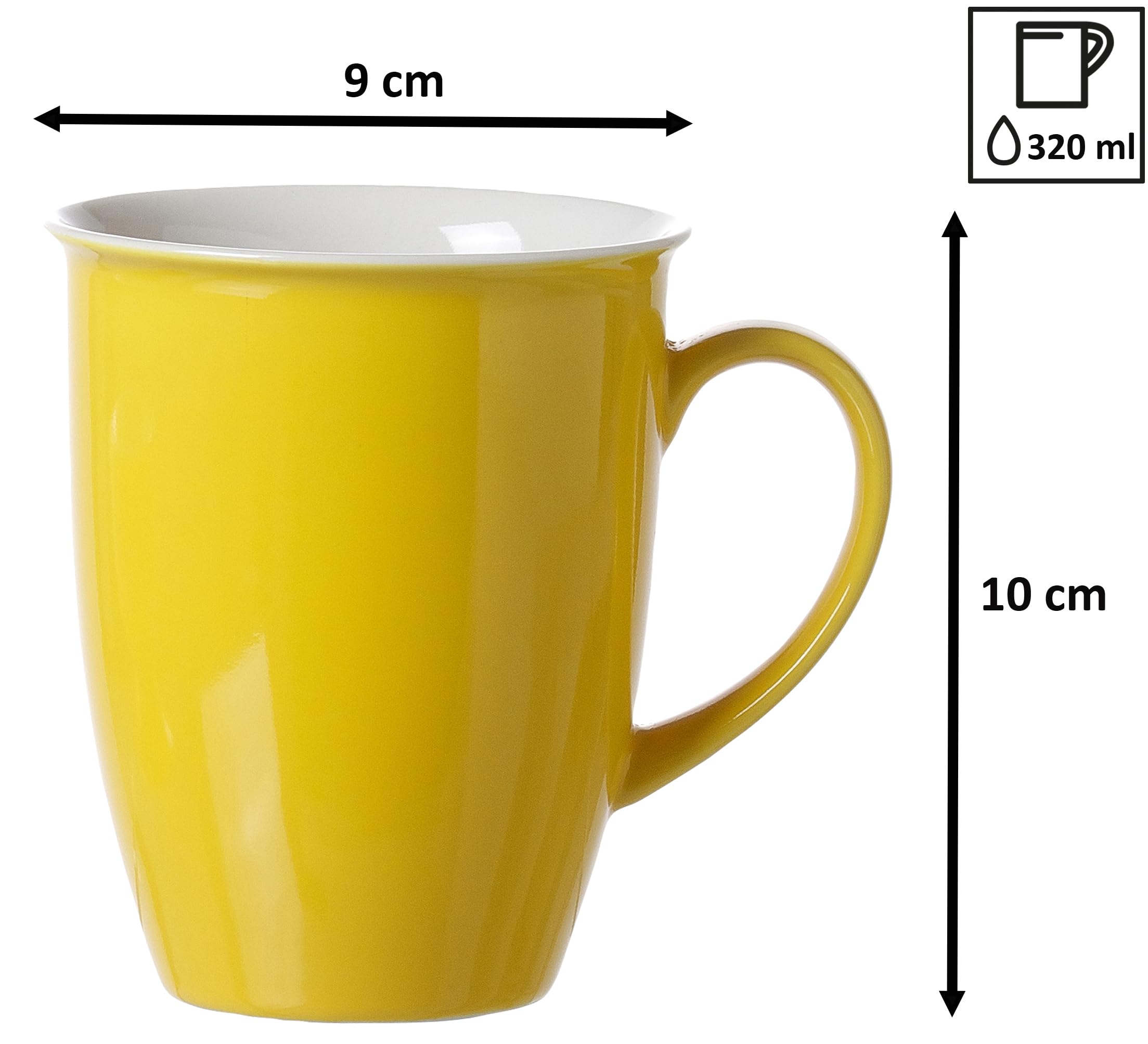 Ritzenhoff & Breker Juego de 4 tazas de café Doppio, color amarillo
