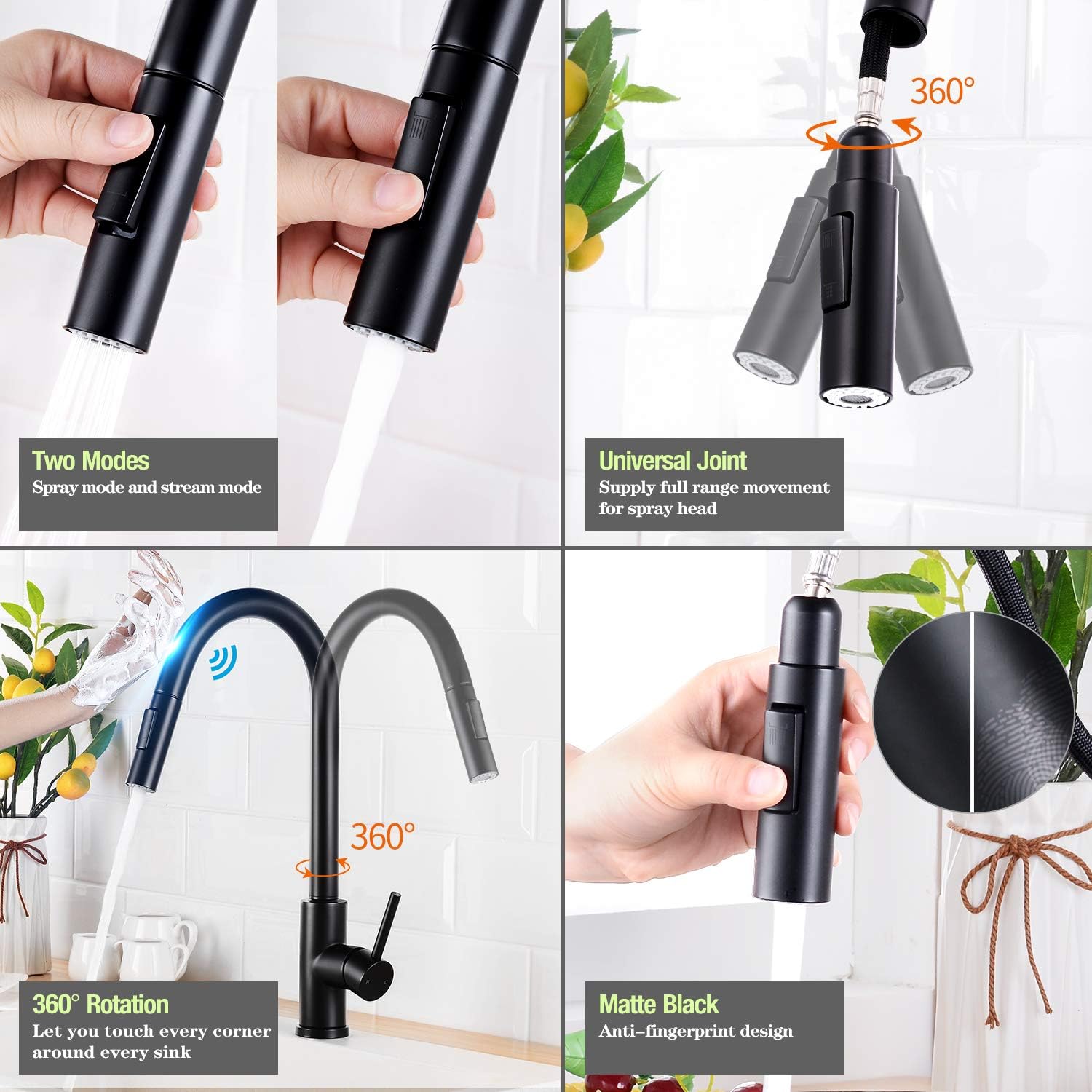 Flаѕh Dеаlѕ - 70% оƒƒ HGN Touch Activated Kitchen Faucets with Pull Down Sprayer,Single Handle Smart Faucet for Kitchen Sinks,304 Stainless Steel,Matte Black,Without Deck Plate. Prоduсt Dеаl HGN Touch Activated Kitchen Faucets with Pull Down Sprayer,Single Handle Smart Faucet for Kitchen Sinks,304 Stainless Steel,Matte Black,Without Deck Plate.