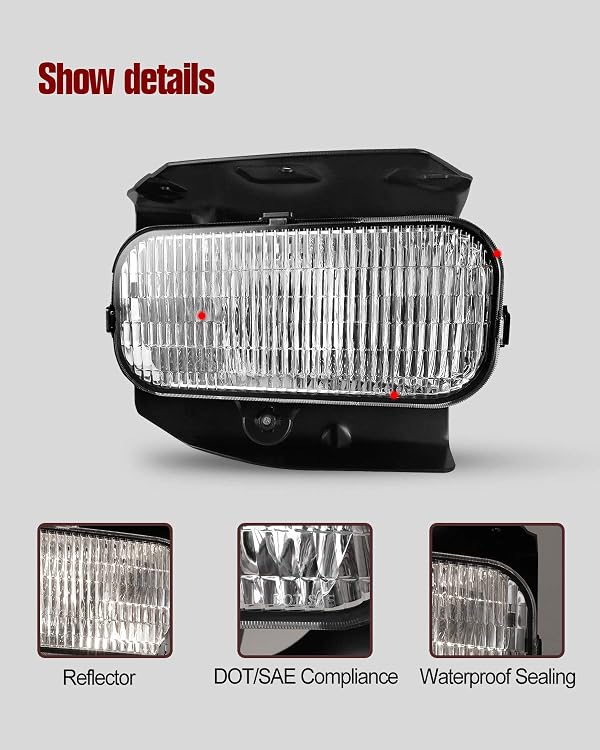 AUTOWIKI Fog Lights for 1999-2003 Ford F150 F-150/1999-2002 Ford Expedition (XL, XLT, Lariat Model Without STX ED), 2004 Ford F150 Heritage 1 Pair of Front Fog Lamp Replacement Clear Lens by AUTOWIKI - Image 3
