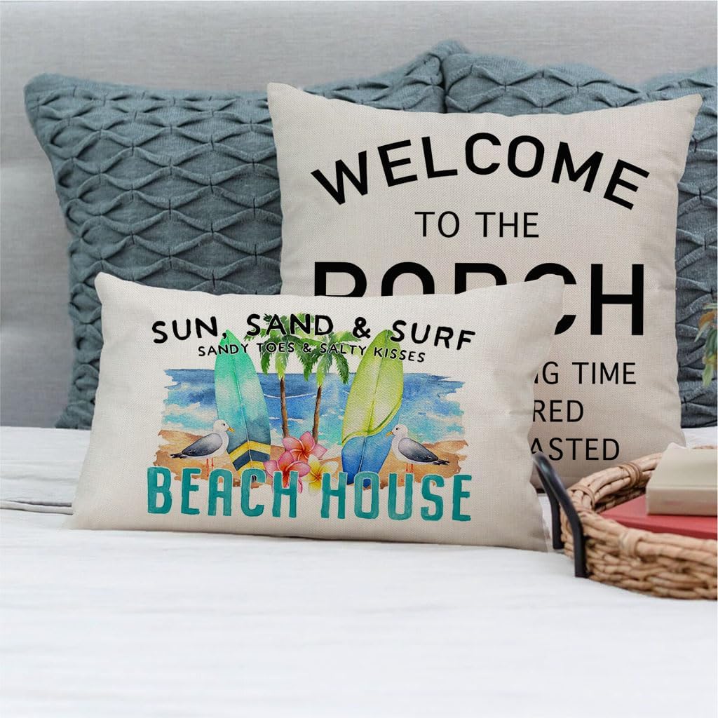 PANDICORN Summer Beach House Throw Pillow Covers 12x20 Inch Surfboard Sea Ocean Coastal Outdoor Decorations Lumbar Decorative Throw Pillows Cases Cushion Covers for Home Sofa Couch Living Room Decor - Image 5