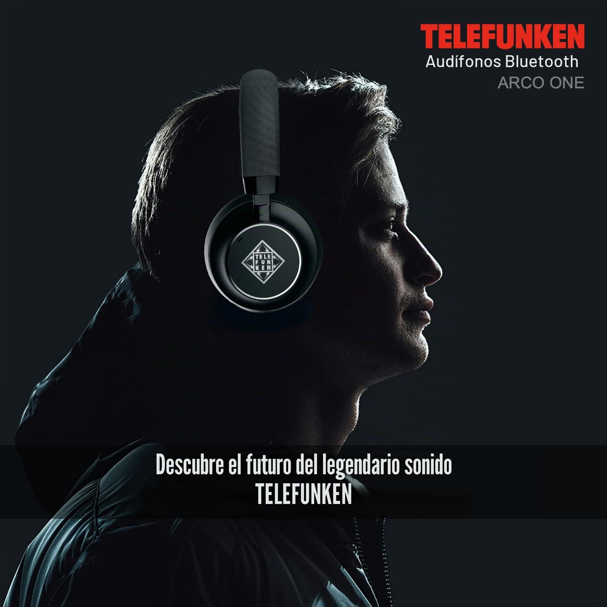 TELEFUNKEN ARCO ONE Auriculares Bluetooth Over-Ear con ANC y micrófono, Multipoint, 30 h de batería (22 h con ANC), controladores de 40 mm, 32 Ω, AUX/3,5 mm y USB-C, IPX3, 220 g, almohadillas