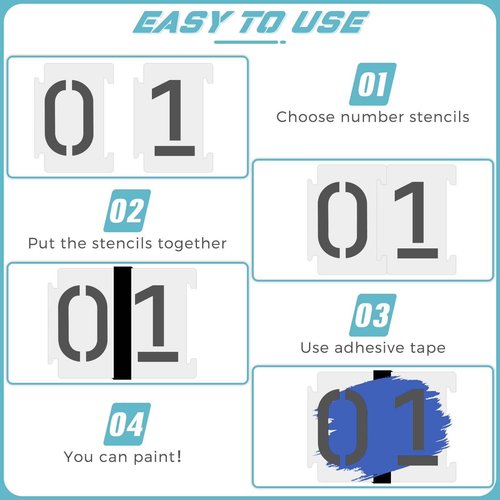 Plantilla Numeros Plantillas De Números Para Pintar Aceras - 0-9, 20 Piezas, 4 Pulgadas, Mylar, Con Cinta Adhesiva Pintar Direcciones Buzón