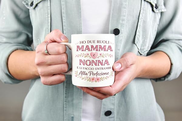 Generico Tazza Mamma e Nonna - Ho Due Ruoli - Regalo Festa della Mamma, Compleanno e Natale - Idea Regalo Originale - Ceramica 330ml - 5
