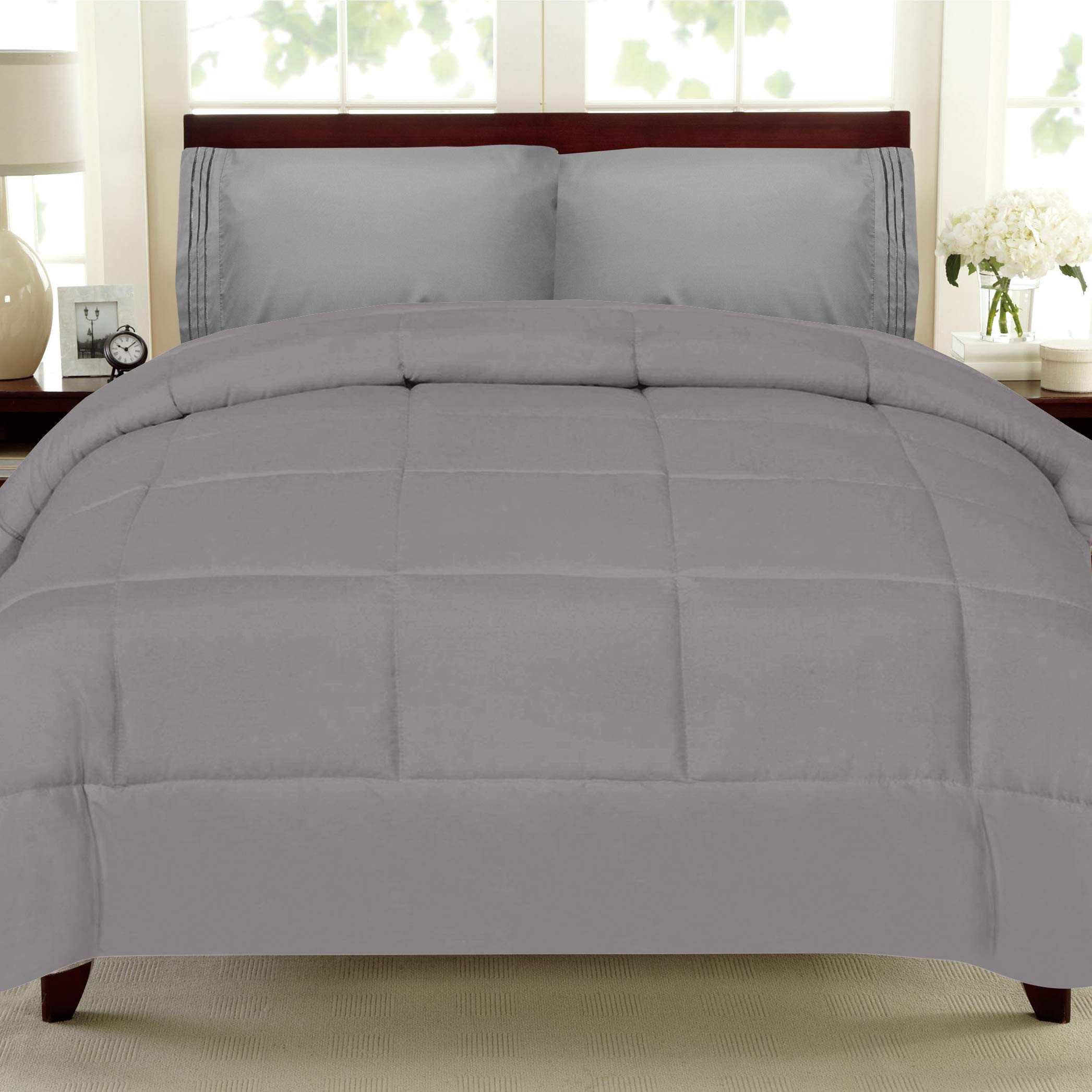 Sweet Home Collection White Goose Down Alternative Comforter, Grey, Twin-image-29