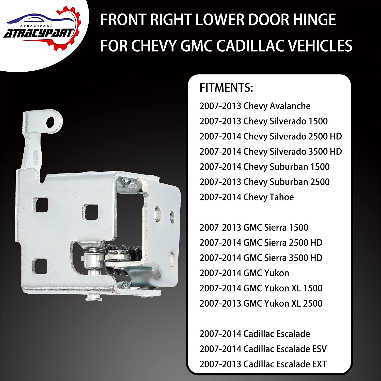 Front Right Door Hinge Set – Upper & Lower For Cadillac Chevrolet GMC, DH-GM6547LU-FRS, 20876297, Taiwan