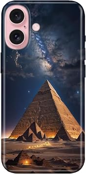 Apple iPhone 16 ile Uyumlu Piramitler Temal  Desenli Darbe Emici Silikon K l f,  ok Renkli