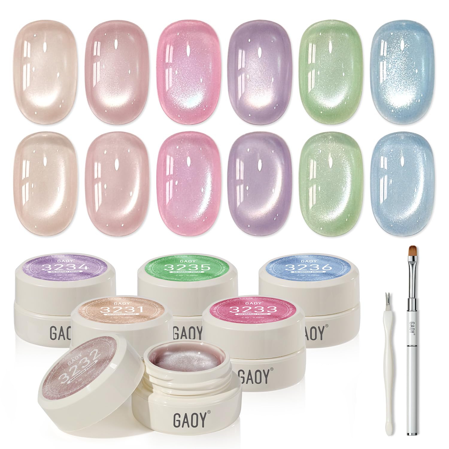 Photo 1 of GAOY Sheer Silk Cat Eye Gel Polish Set, 6 Colors