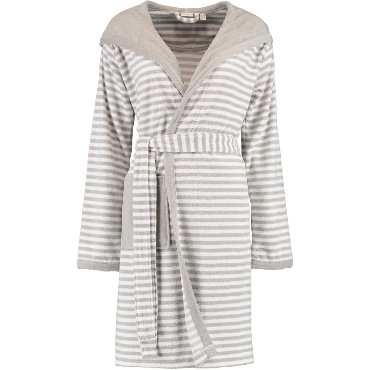 ESPRIT Szlafrok frotte w paski z kapturem, Stone, 48
