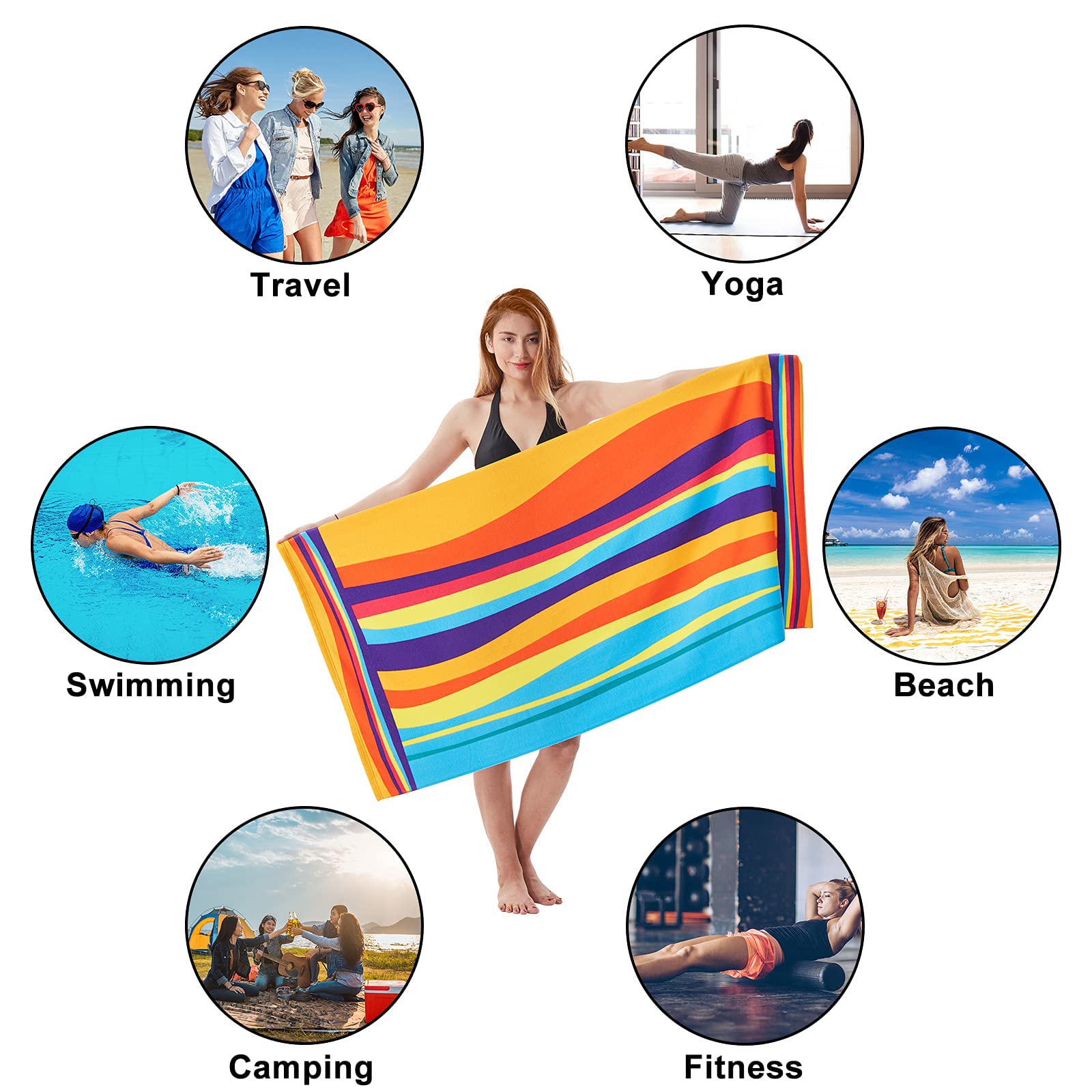 Telo Mare Microfibra XXL 90x180 Cm - Asciugamano Spiaggia Leggero E Antisabbia - Foto 8