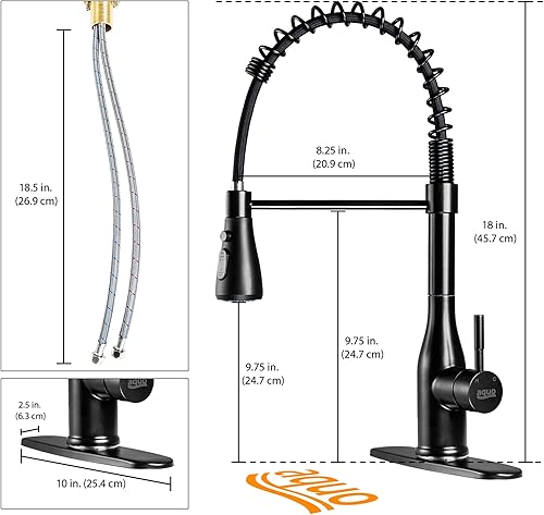 Miniatura 6 de Grifo de cocina - Grifo de fregadero de 18 pulgadas de altura fácil de instalar, diseño de mangueras interiores de latón para fregadero de cocina,