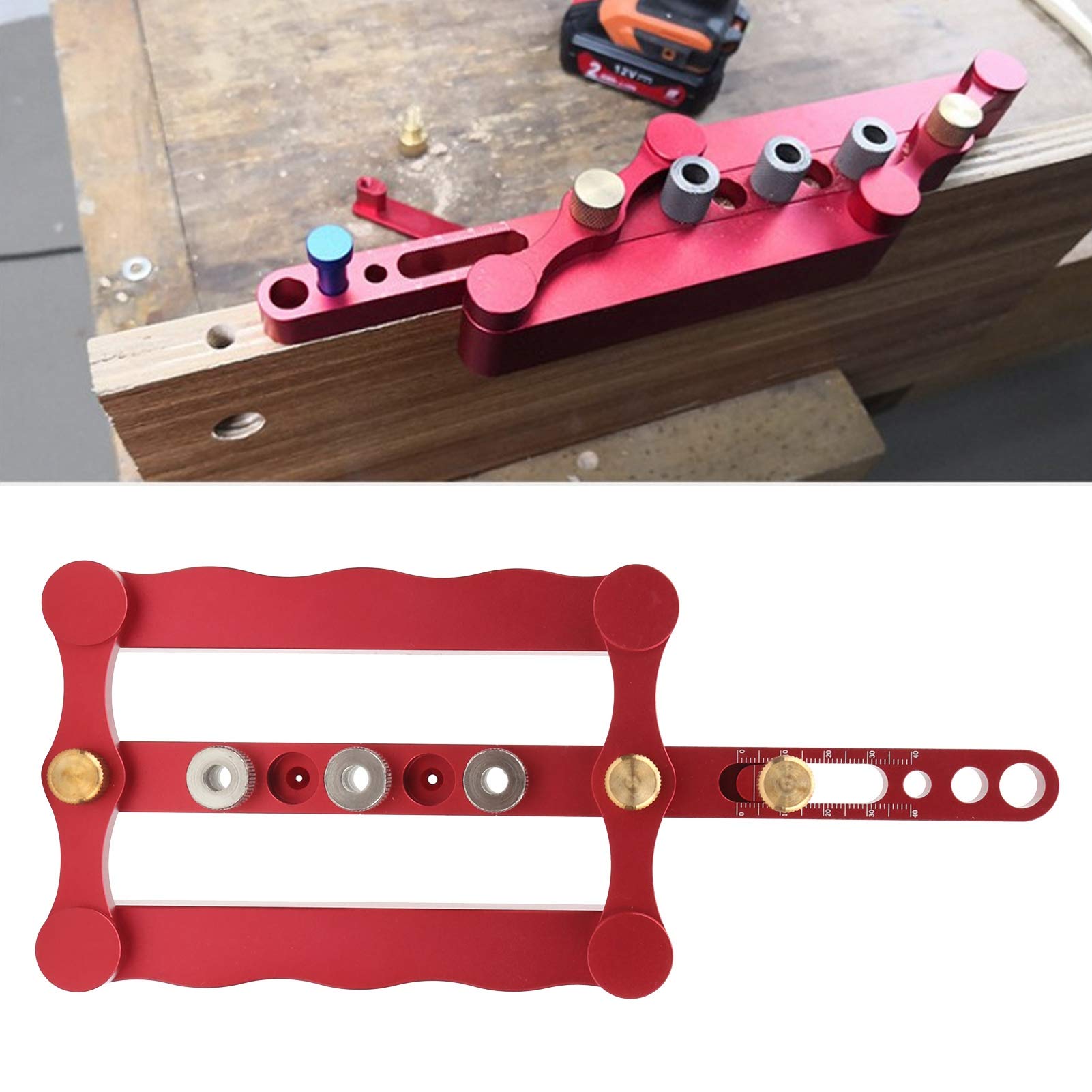 Guía de perforación, localizador de punzón de carpintería, localizador de punzón de punzón ajustable para carpintero bricolaje muebles de trabajo de madera