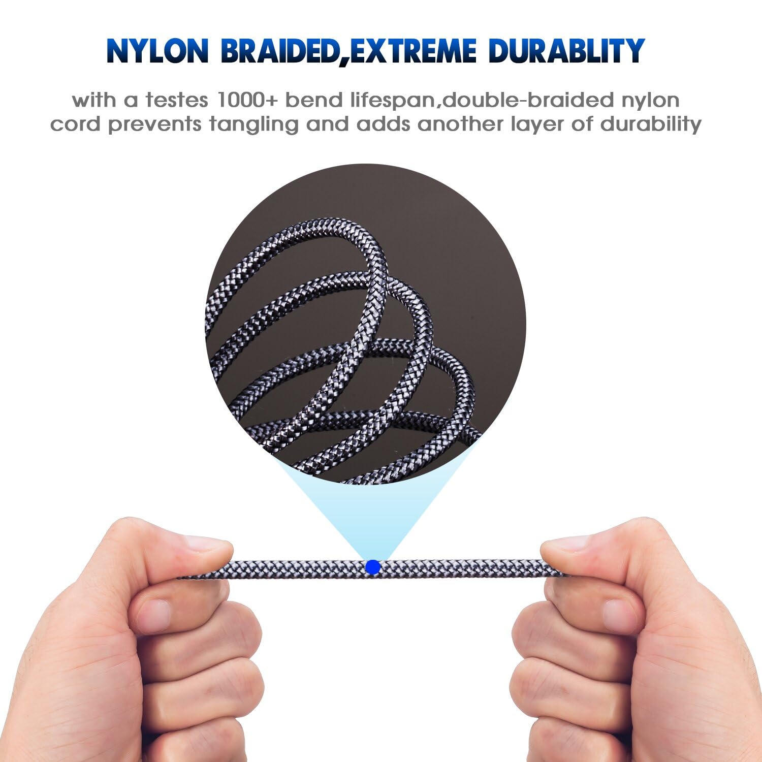 Tan QY Câble auxiliaire 3,5 mm en nylon tressé de 15 m, adaptateur d'entrée auxiliaire audio mâle vers mâle pour écouteurs, voiture, stéréos domestiques, haut-parleurs, iPhone, iPad, iPod et plus (15