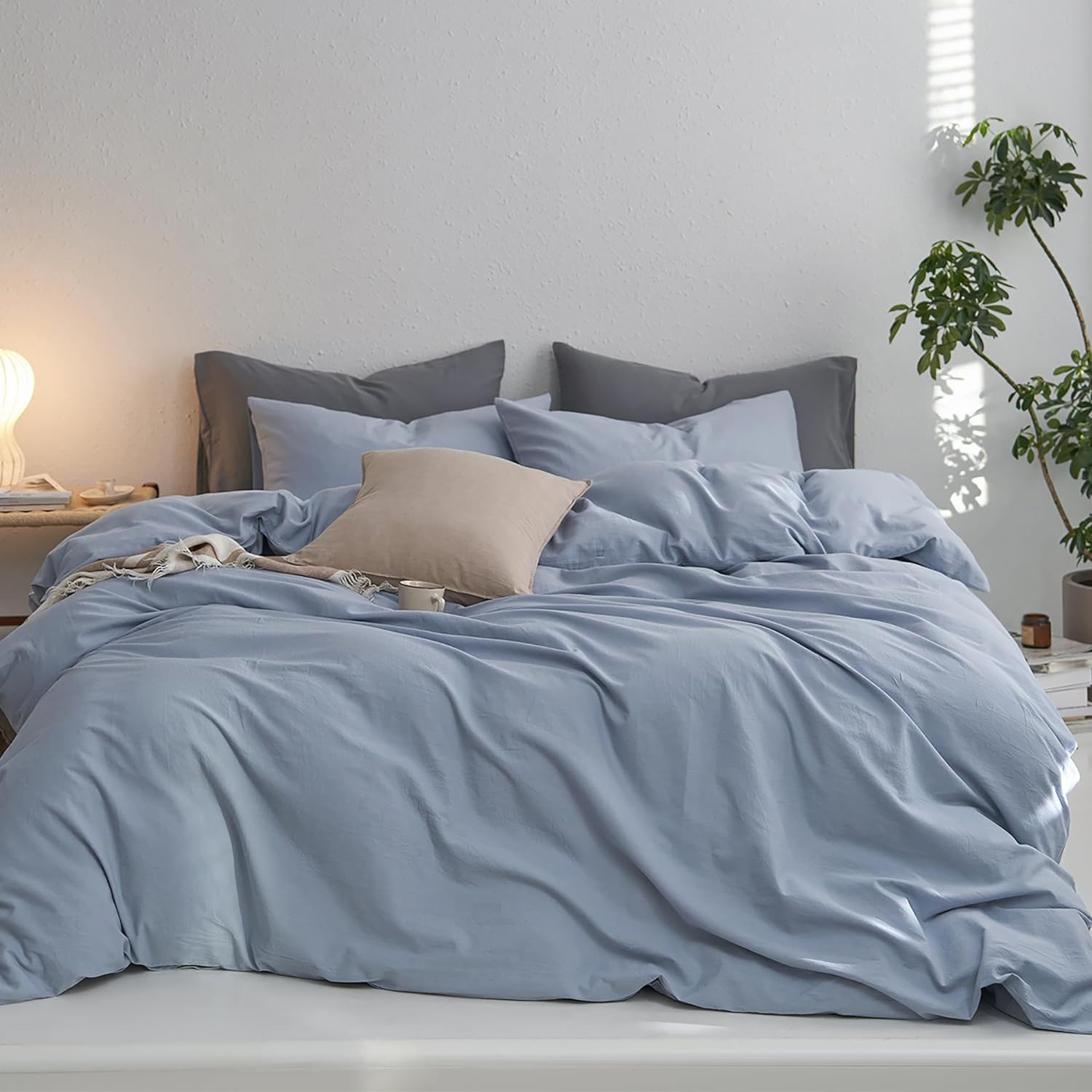 Sedefen Bettwäsche 135x200 cm Baumwolle Beige,Oeko-TEX zertifizierte Bettwäsche Set,Baumwollbettwäsche mit Reißverschluss und 1 Kissenbezug 80x80 cm