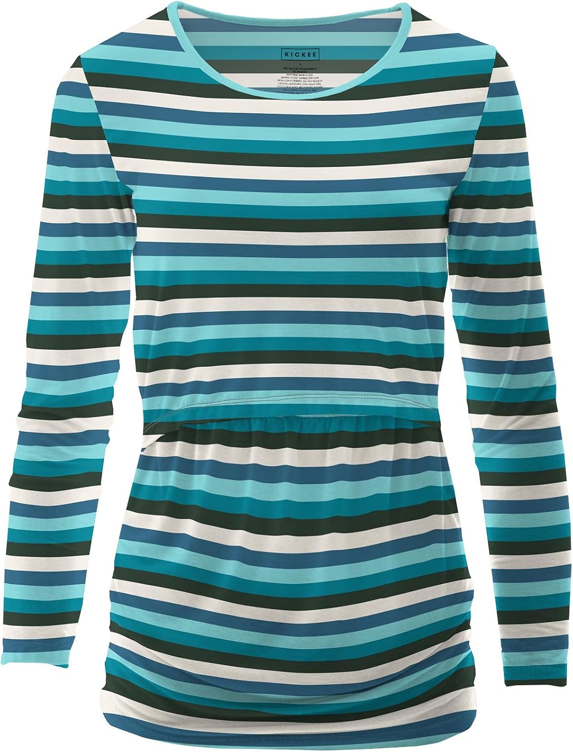 KICKEE Women’s Print Nursing Tee, Long Sleeve, All-Day Comfy Loungewear, Liftable Flap for Nursing & Pumping