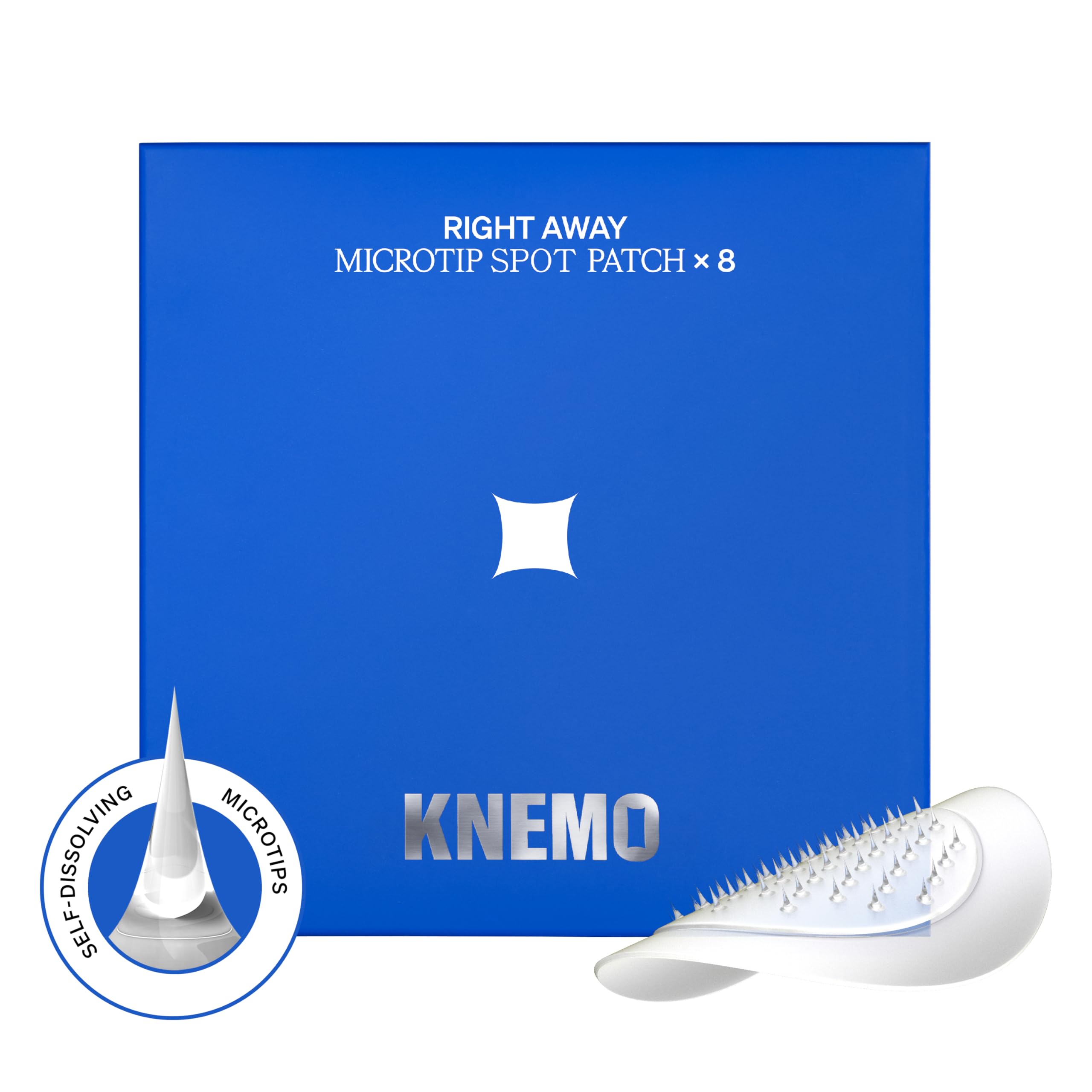 KNEMO RIGHT AWAY Microtip Hydrocolloid Acne Pimple Patch for Early Stage Zits and Hidden Blemish (8 Patches) Microdart Patch