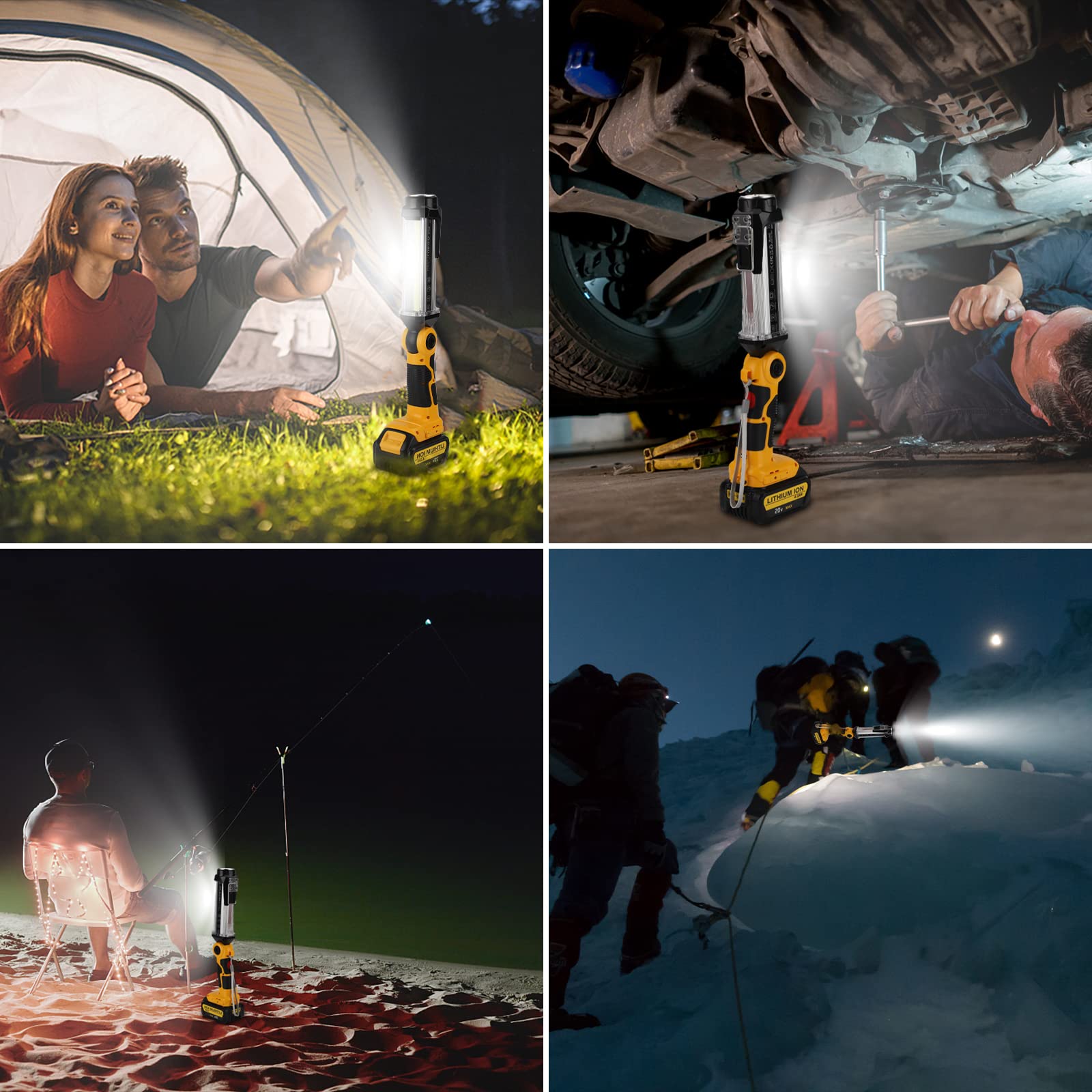 Taingwei 2000LM HA CONDOTTO LA Luce di Lavoro per Dewalt 18V Batteria al Litio, 25W Torcia per Campeggio, Riparazione auto, Emergenza e Lavoro Site Illuminazione
