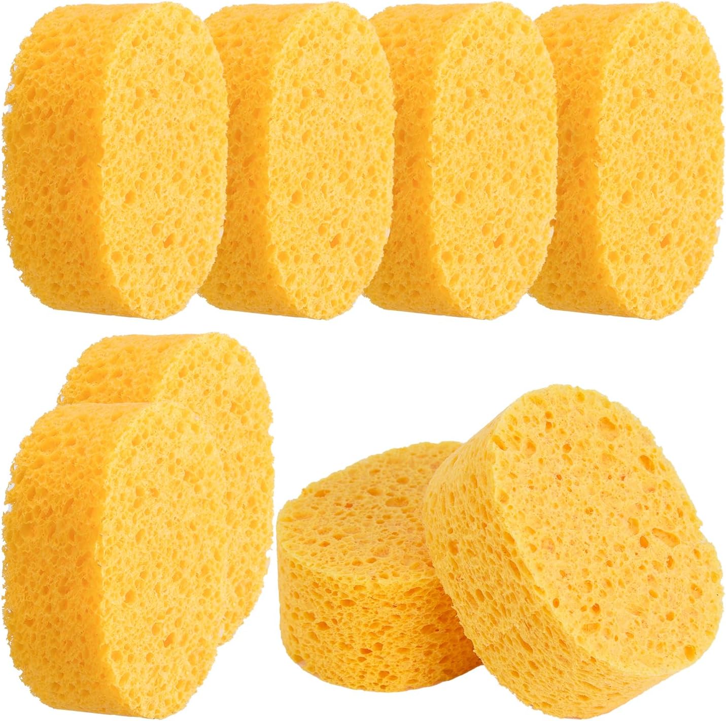 8 Pack Cellulose Sponges, Replacement Sponge Scrubber Heads for Wine Glasses Coffee Mugs Dishes, Thick & Fluffy Highly Absorbent, Quick-Dry