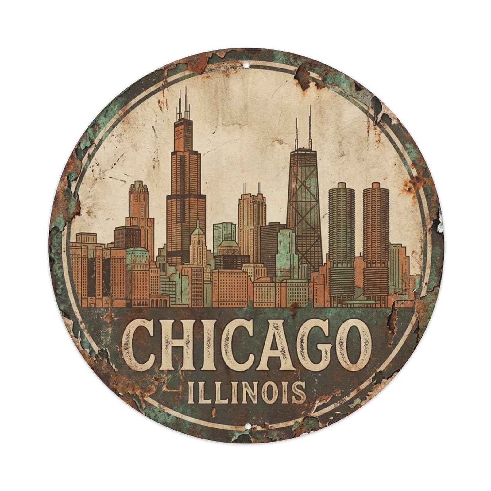 Tgrcjimh Style Metal Tin Sign Vintage Travel Usa Chicago