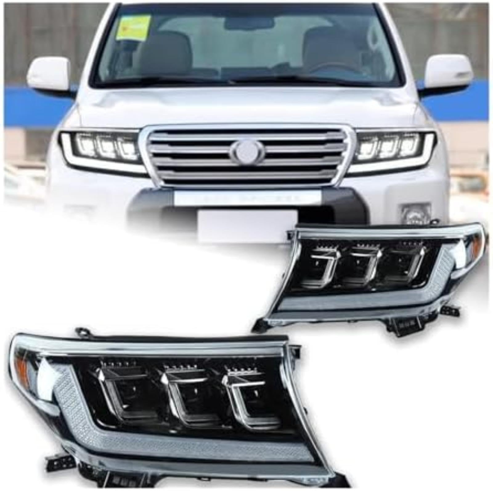Dla TOYOTA, dla Land Cruiser Lc200 2008-2015 Car Styling reflektor Drl obiektyw projektora przednie lampy samochodowe reflektor włączony kierunkowskaz Lampka kontrolna lusterka bocznego