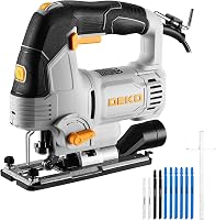 Ferăstrău pendular electric DEKOPRO 800 W cu LED și laser, 6 trepte de viteză, 800-3000 RPM, pentru lemn, metal și plastic, tăiere la 45 de grade, set 10 piese 1