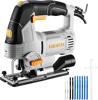 DEKOPRO Sierra de calar 800W, Caladoras para Madera con luz LED, 800-3000 SPM Velocidad variable Ajuste de 4 vías ± 45° hoja de inglete, sierra de calar eléctrica para cortar metal, madera y plástico