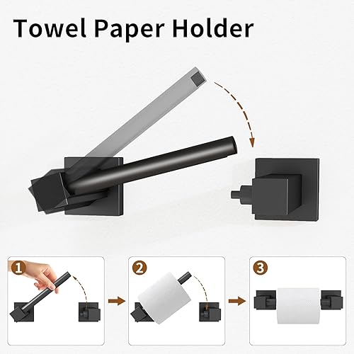Miniatura 3 de Juego de accesorios de baño negro mate, juego de 4 piezas de accesorios de baño con toalleros para baño, barra de toalla de 16 pulgadas, juego de