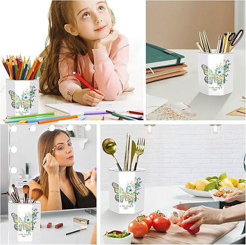Vista 152 de WAVEYU - Portalápices bonito para escritorio, decoración de escritorio para niñas y mujeres Flor negra
