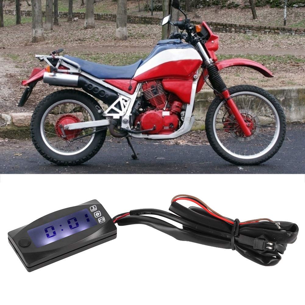 Termometro per Moto Misuratore di Tensione Misuratore di Temperatura 'Acqua Display Digitale del Tempo 3 in 1 ABS Multifunzionale Nero Antiurto Resistente all'Usura per