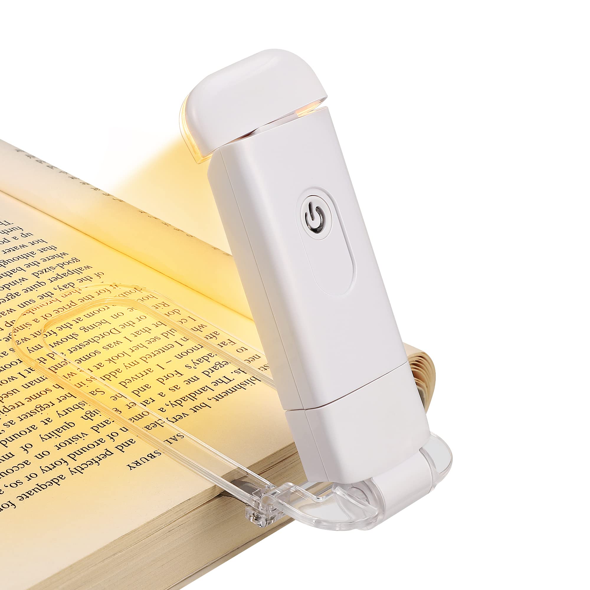 DEWENWILS Luz de Lectura para Libros Ámbar, Recargable por USB, Bloqueo de Luz Azul, 3 Niveles de Brillo, Luces de Pinza LED para Niños, Amantes de la Lectura, Blancas